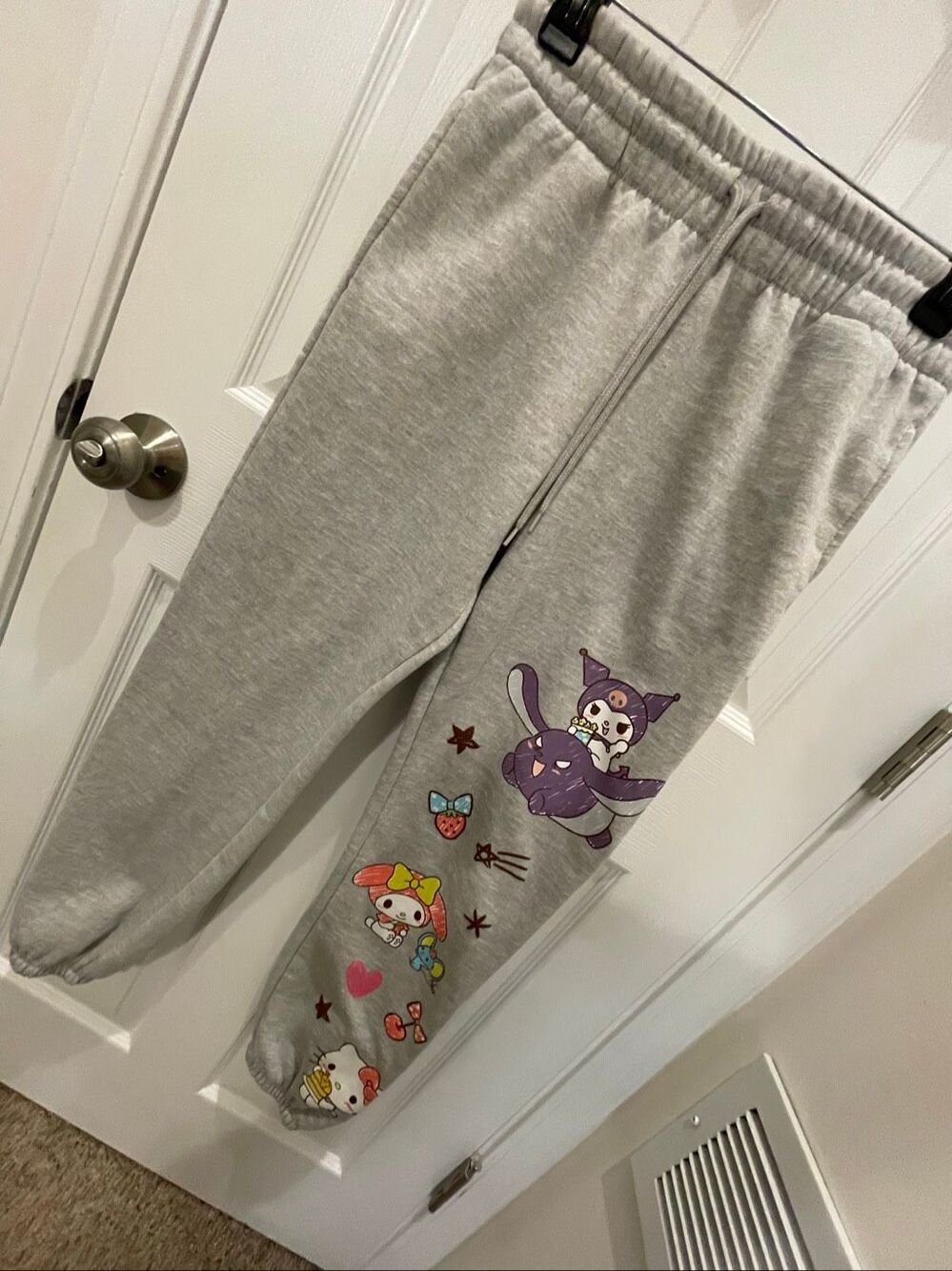 Hello Kitty & Friends Sanrio Jogger Sweatpants Youth S 4-6 Gray Kuromi My Melody